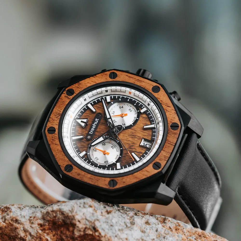 Mission Hawaii Koa Black Leather