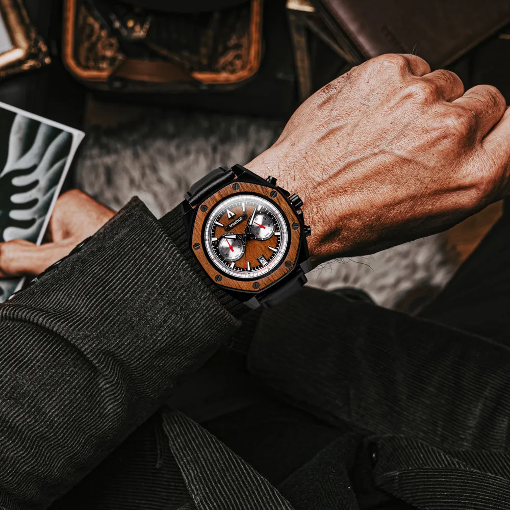 Mission Hawaii Koa Black Leather