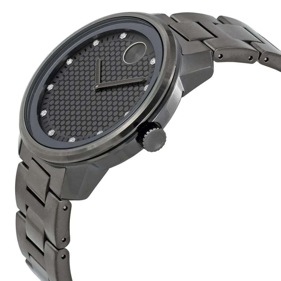Movado Bold Gunmetal Diamond Dial Quartz Men's Watch 3600375