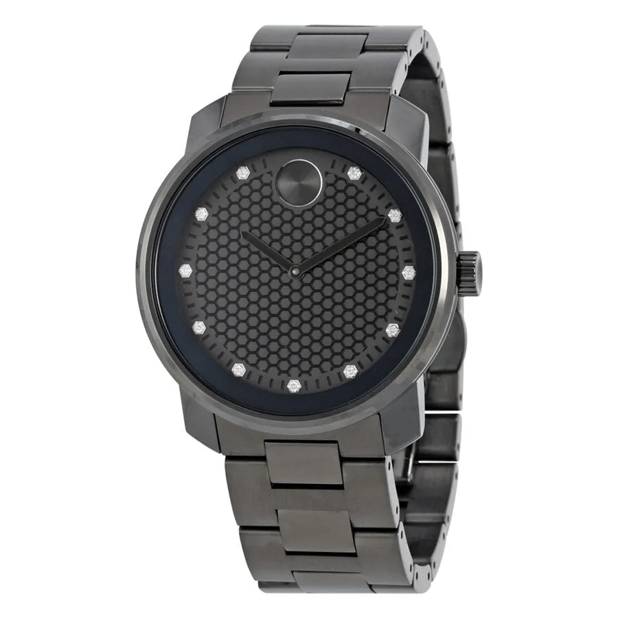 Movado Bold Gunmetal Diamond Dial Quartz Men's Watch 3600375