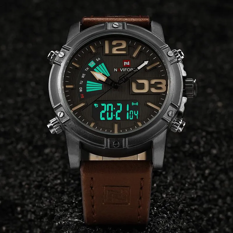 NAVIFORCE  Quartz Watch Men Digital LED Sports Wrist watch