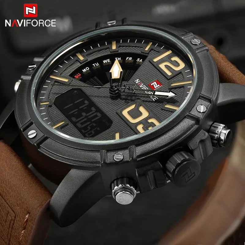 NAVIFORCE  Quartz Watch Men Digital LED Sports Wrist watch