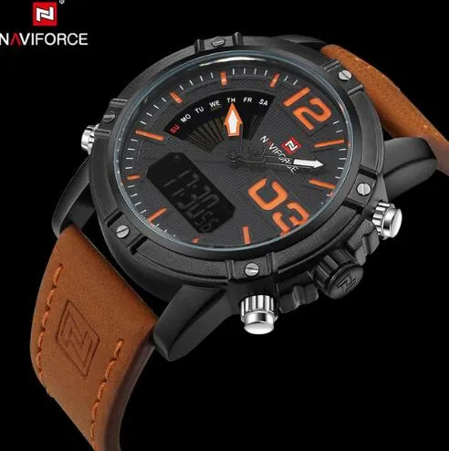 NAVIFORCE  Quartz Watch Men Digital LED Sports Wrist watch