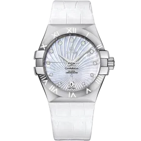 Omega Constellation 35 mm, steel on leather strap