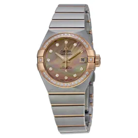 Omega Constellation Brown Mother of Pearl Diamond Automatic Ladies Watch 12325272057001 123.25.27.20.57.001