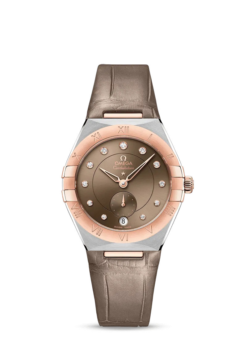 Omega Constellation Co-Axial Master Chronometer Small Seconds 34mm Steel ‑ Sedna™ Gold on Leather Strap 131.23.34.20.63.001