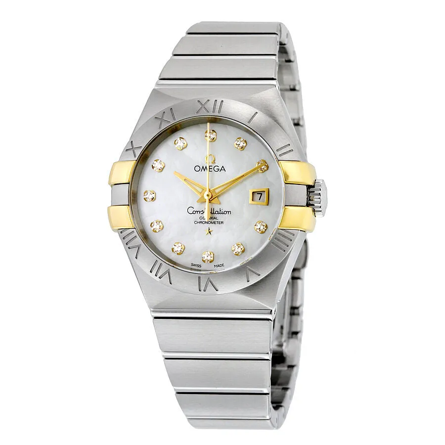 Omega Constellation White Mother of Pearl Diamond Steel and 18K Yellow Gold Ladies Watch 123.20.31.20.55.004