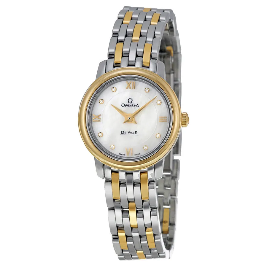 Omega DeVille Prestige Mother of Pearl Diamond Dial Ladies Watch 42420246055001