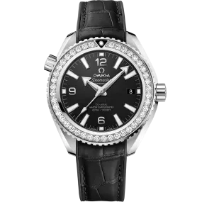 Omega Seamaster Planet Ocean 600M 39.5 mm, steel on leather strap with rubber lining