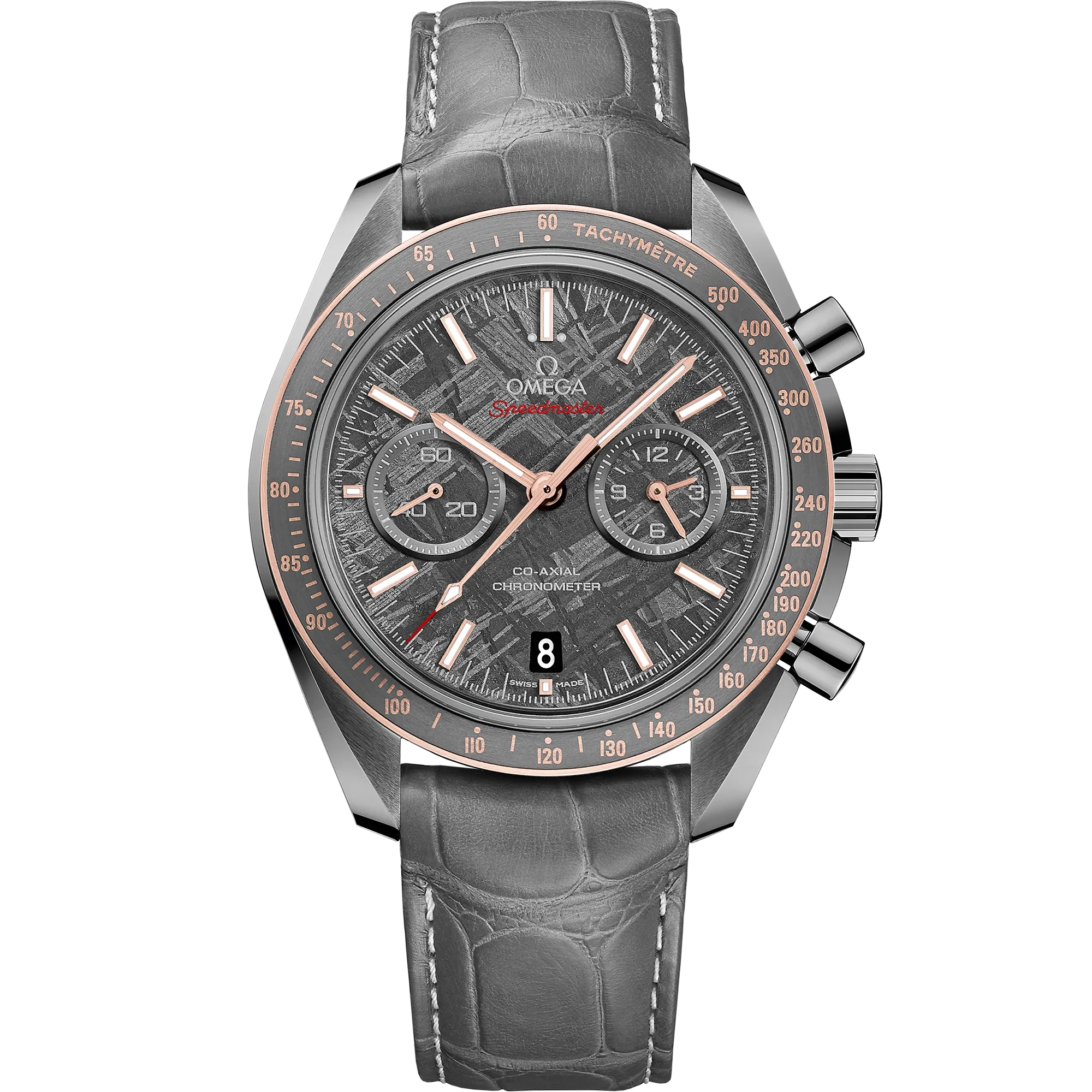 Omega Speedmaster Dark Side of the Moon 44.25 mm, grey ceramic on leather strap with foldover clasp