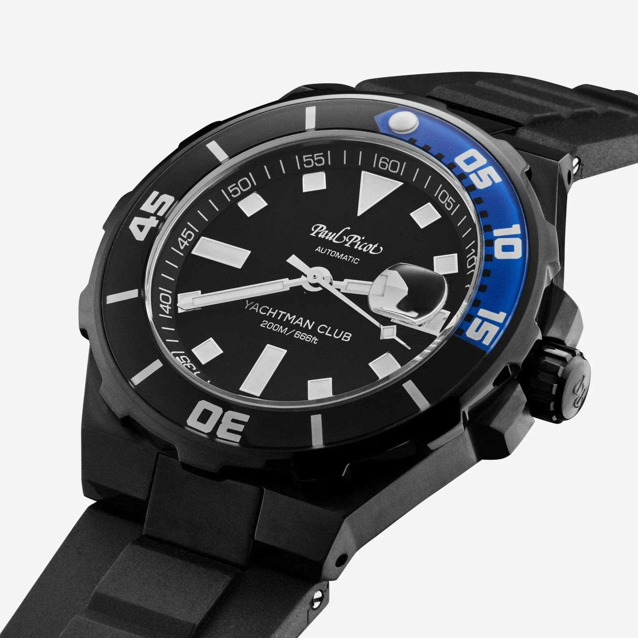 Paul Picot Yachtman Club Black Dial Black Rubber Strap Men's Automatic Watch P1251N.NB.3614CM001