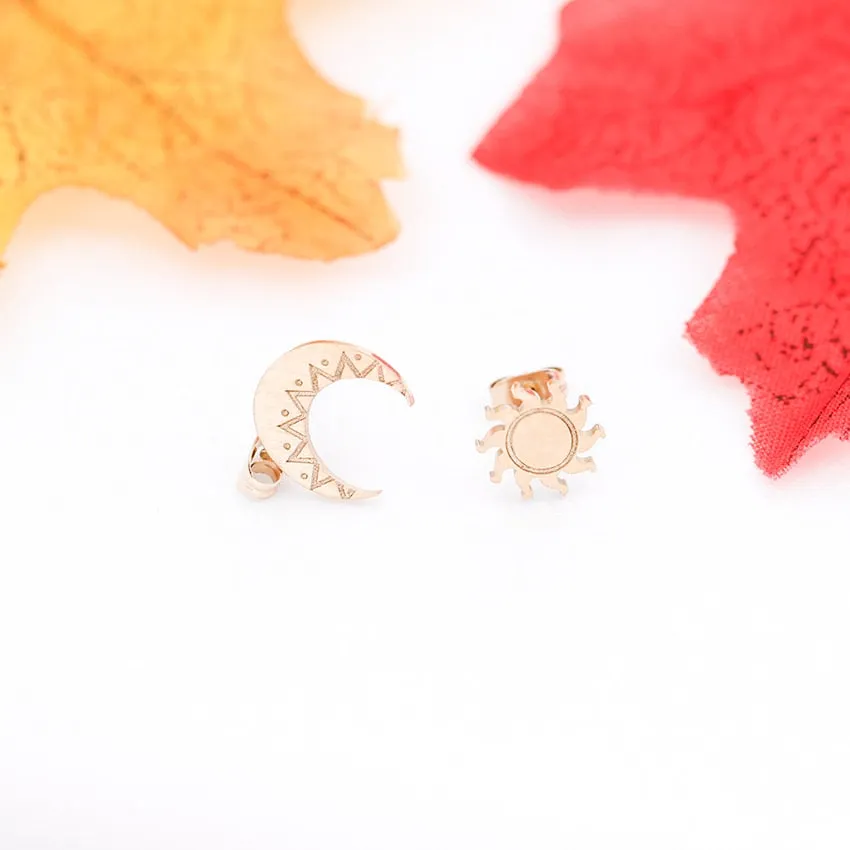 Personalized Sun And Moon Earrings For Women Girls