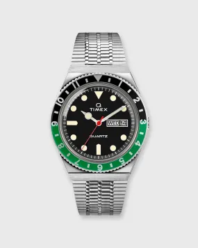 Q Timex Reissue Watch in Silver/Black/Green