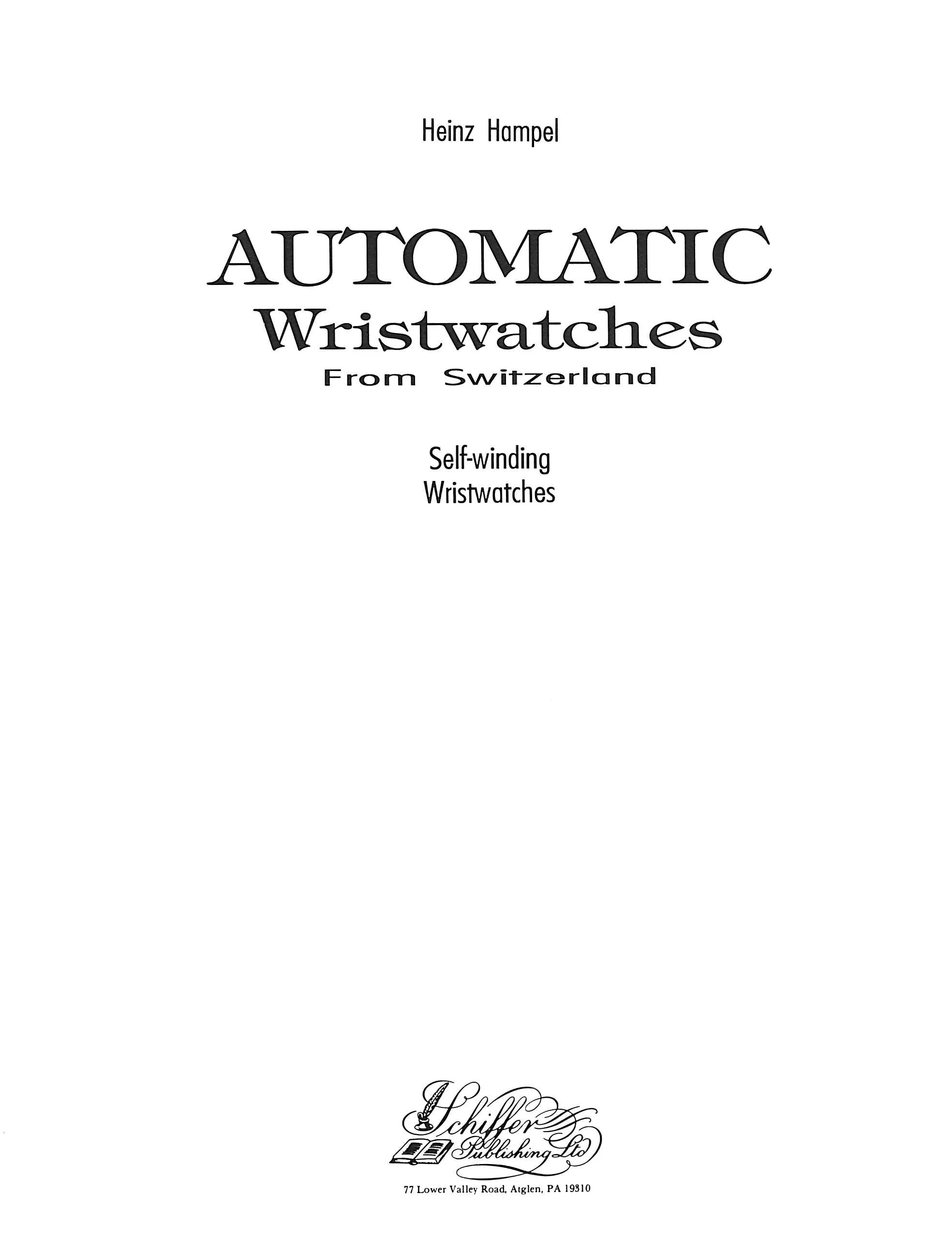 "Automatic Wristwatches From Switzerland" 1994 HAMPEL, Heinz