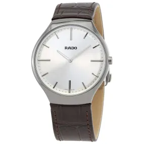 Rado True Thinline Silver Dial Brown Leather Men's Watch R27955105