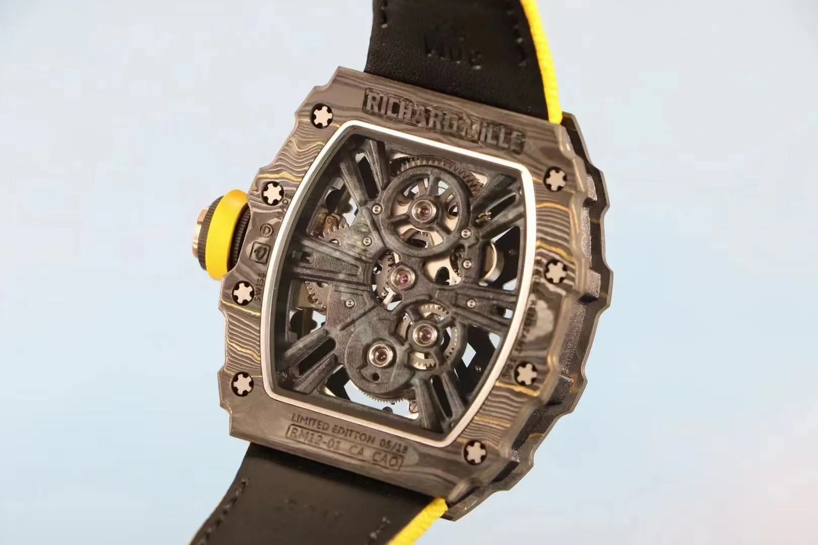 Richard Mille Replica 12-01 Real Tourbillon Real Carbon Movement Swiss Clone