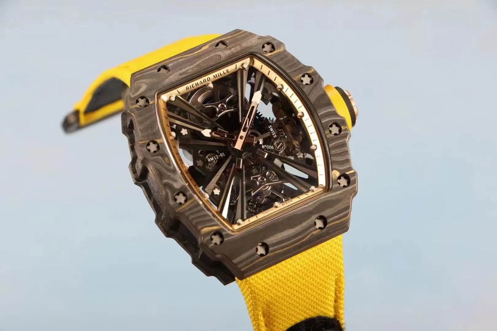 Richard Mille Replica 12-01 Real Tourbillon Real Carbon Movement Swiss Clone