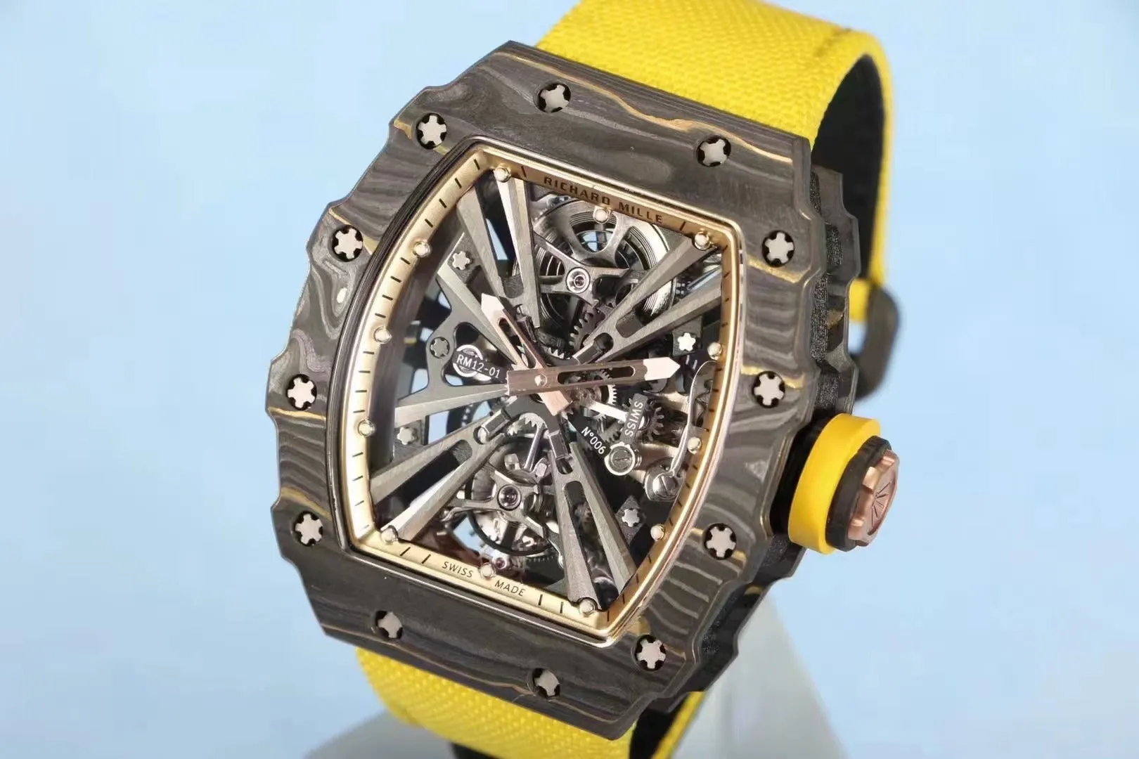 Richard Mille Replica 12-01 Real Tourbillon Real Carbon Movement Swiss Clone