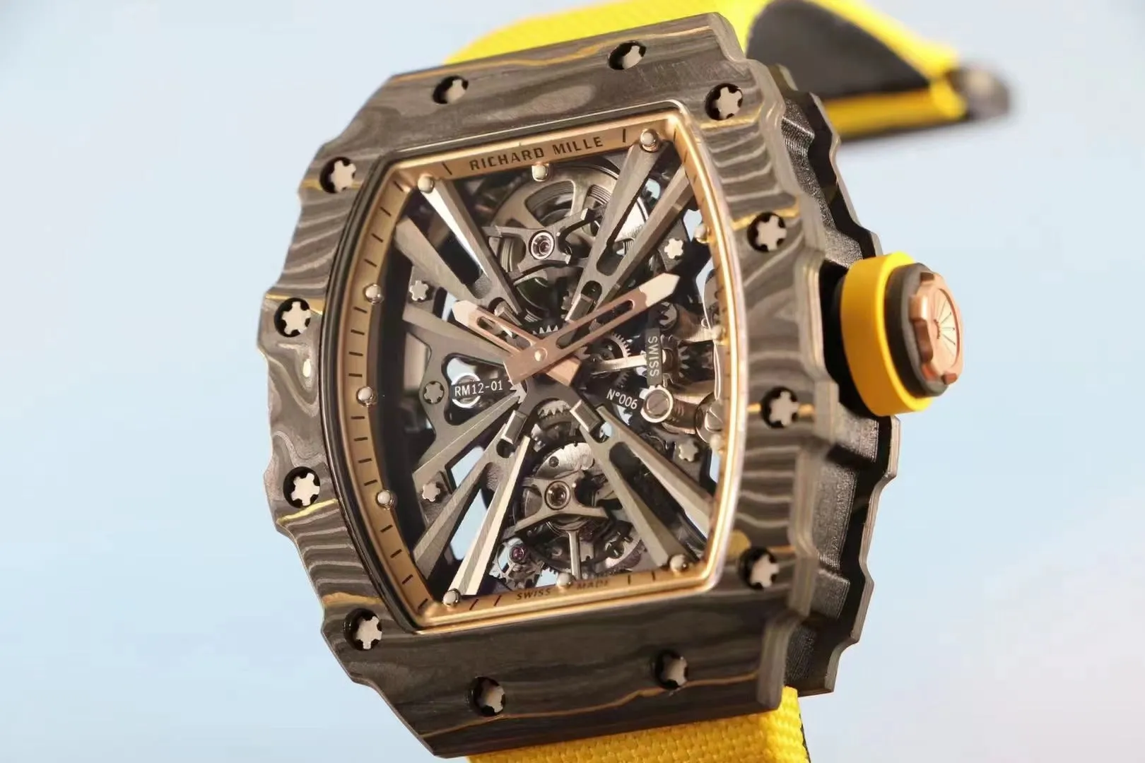 Richard Mille Replica 12-01 Real Tourbillon Real Carbon Movement Swiss Clone