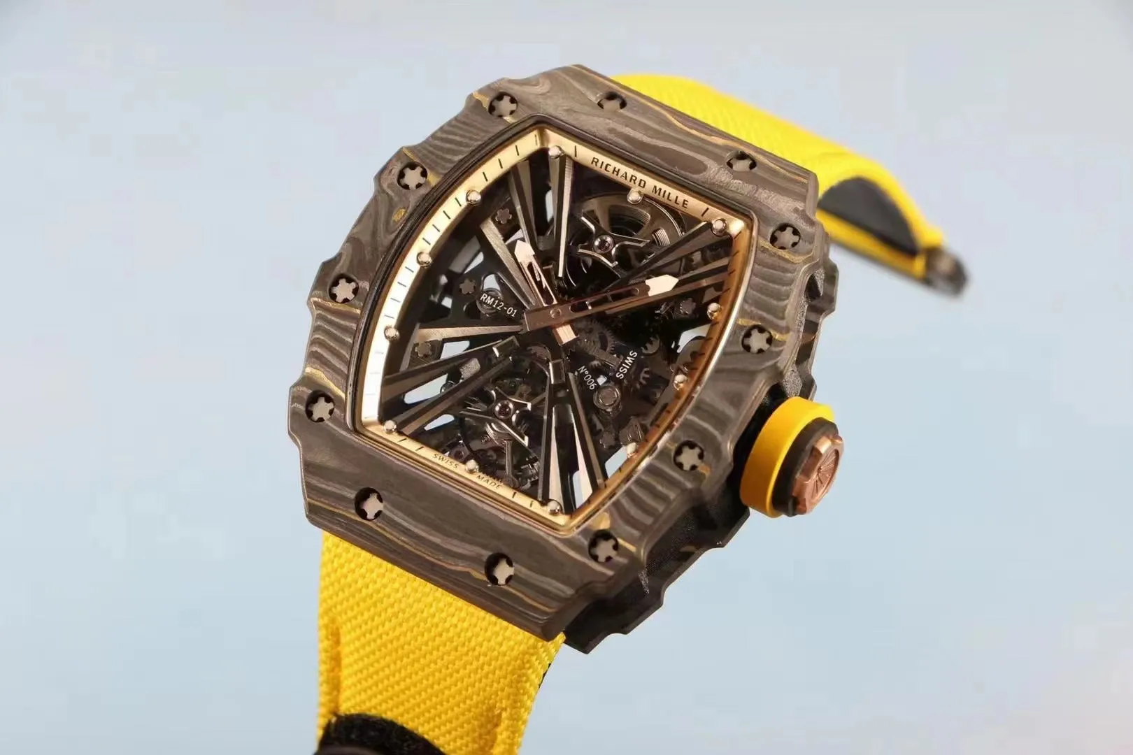 Richard Mille Replica 12-01 Real Tourbillon Real Carbon Movement Swiss Clone