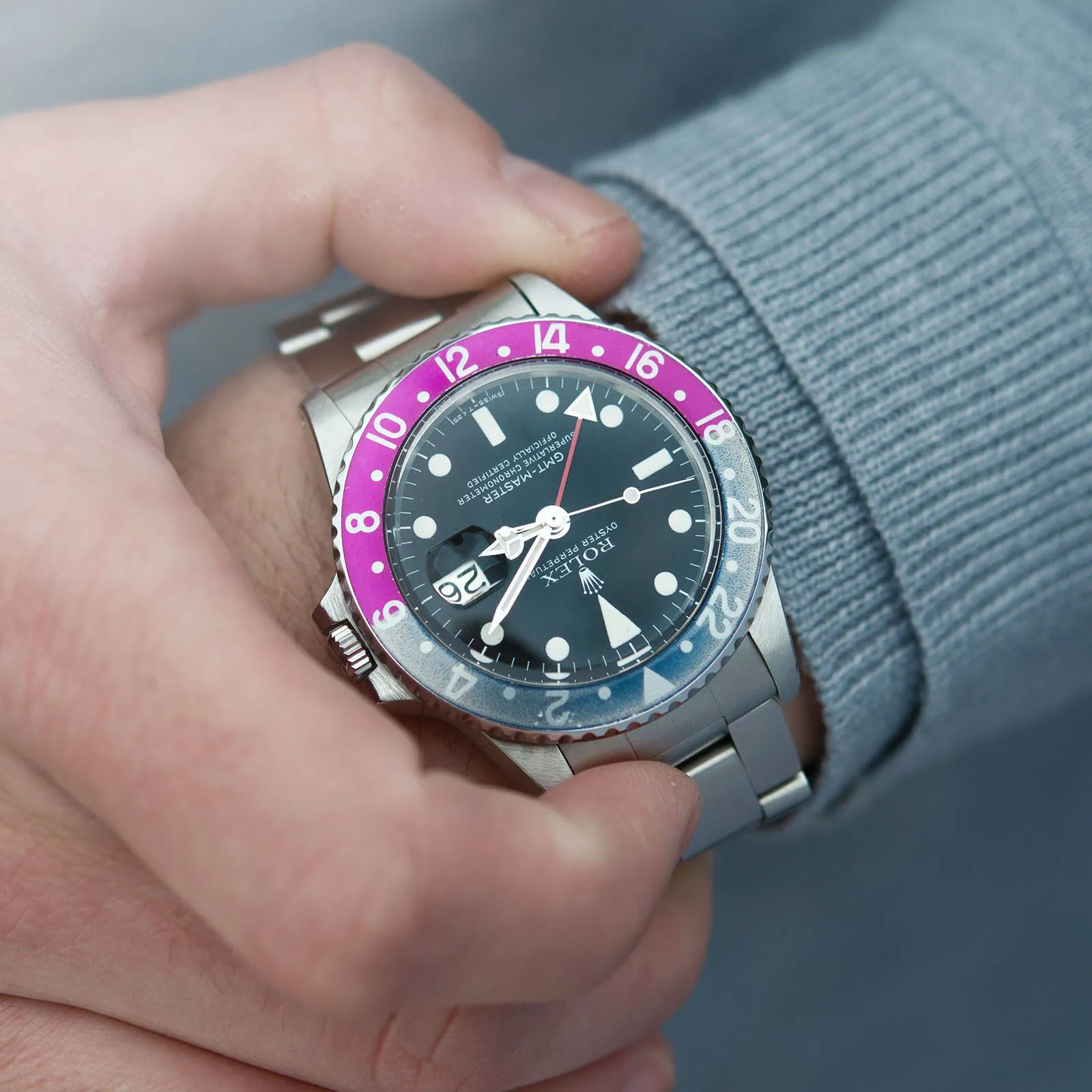 Rolex 1675 Fuchsia GMT Master Mk5 Maxi Dial Pink Lady
