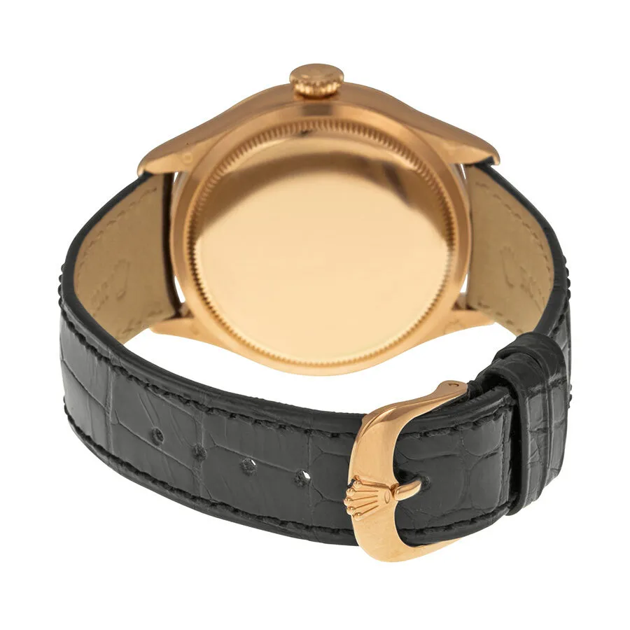 Rolex Cellini Dual Time Black Dial 18kt Everose Gold Men's Watch 50525BKSBKL