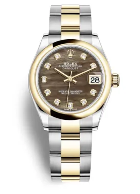 Rolex Datejust 31 Black Mother of Pearl Diamond Dial Ladies Oyster Watch 278243BKMDO