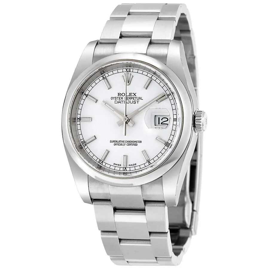 Rolex Datejust 36 Automatic White Dial Stainless Steel Oyster Bracelet Men's Watch 116200WSO 116200-WSO
