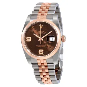 Rolex Datejust 36 Brown Floral Dial Steel and 18K Everose Gold Ladies Watch 116201BRFDAJ