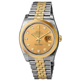 Rolex Datejust 36 Champagne Dial Stainless Steel and 18K Yellow Gold Jubilee Bracelet Automatic Men's Watch 116203CDJ