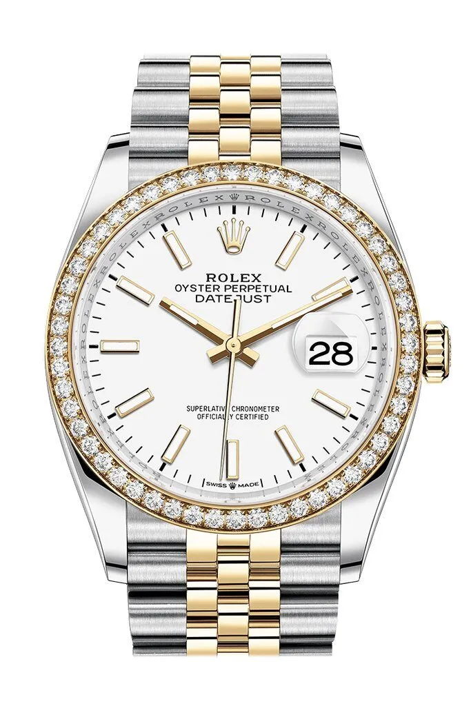Rolex Datejust 36 White Dial Men's Steel and 18kt Yellow Gold Jubilee Watch 126283WSJ