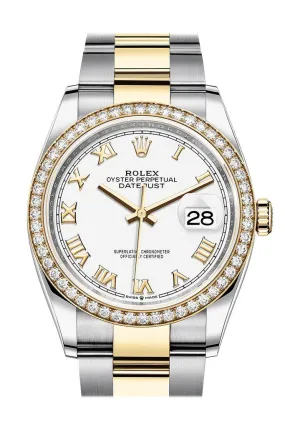 Rolex Datejust 36 White Dial Men's Steel and 18kt Yellow Gold Oyster Watch 126283WRO