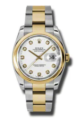 Rolex Datejust 36 White Dial Stainless Steel and 18K Yellow Gold Oyster Bracelet Automatic Men's Watch 116203WDO