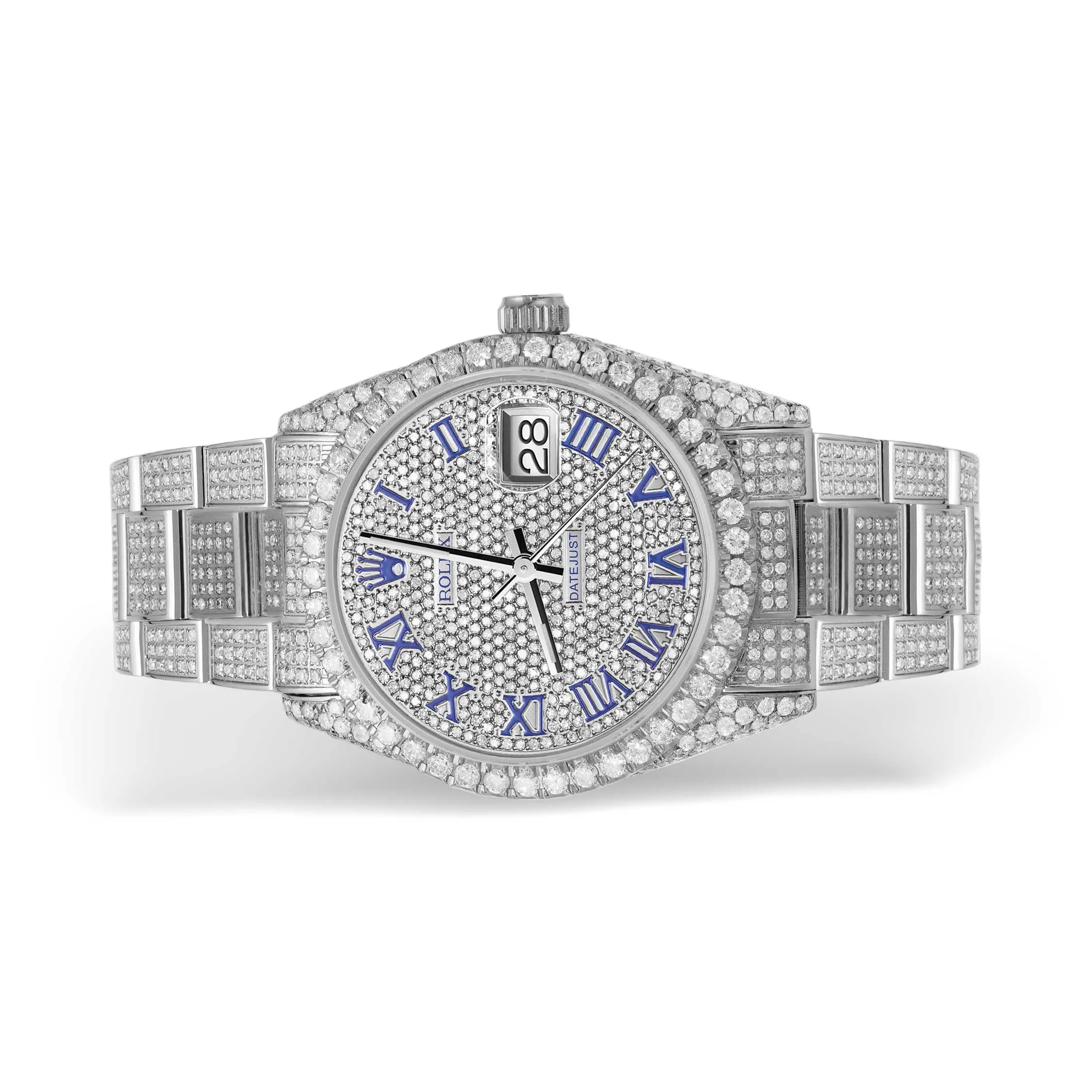 Rolex Datejust Diamond Bezel Watch 36mm Blue Roman Dial | 11ct