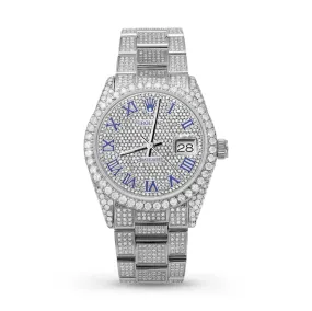 Rolex Datejust Diamond Bezel Watch 36mm Blue Roman Dial | 11ct