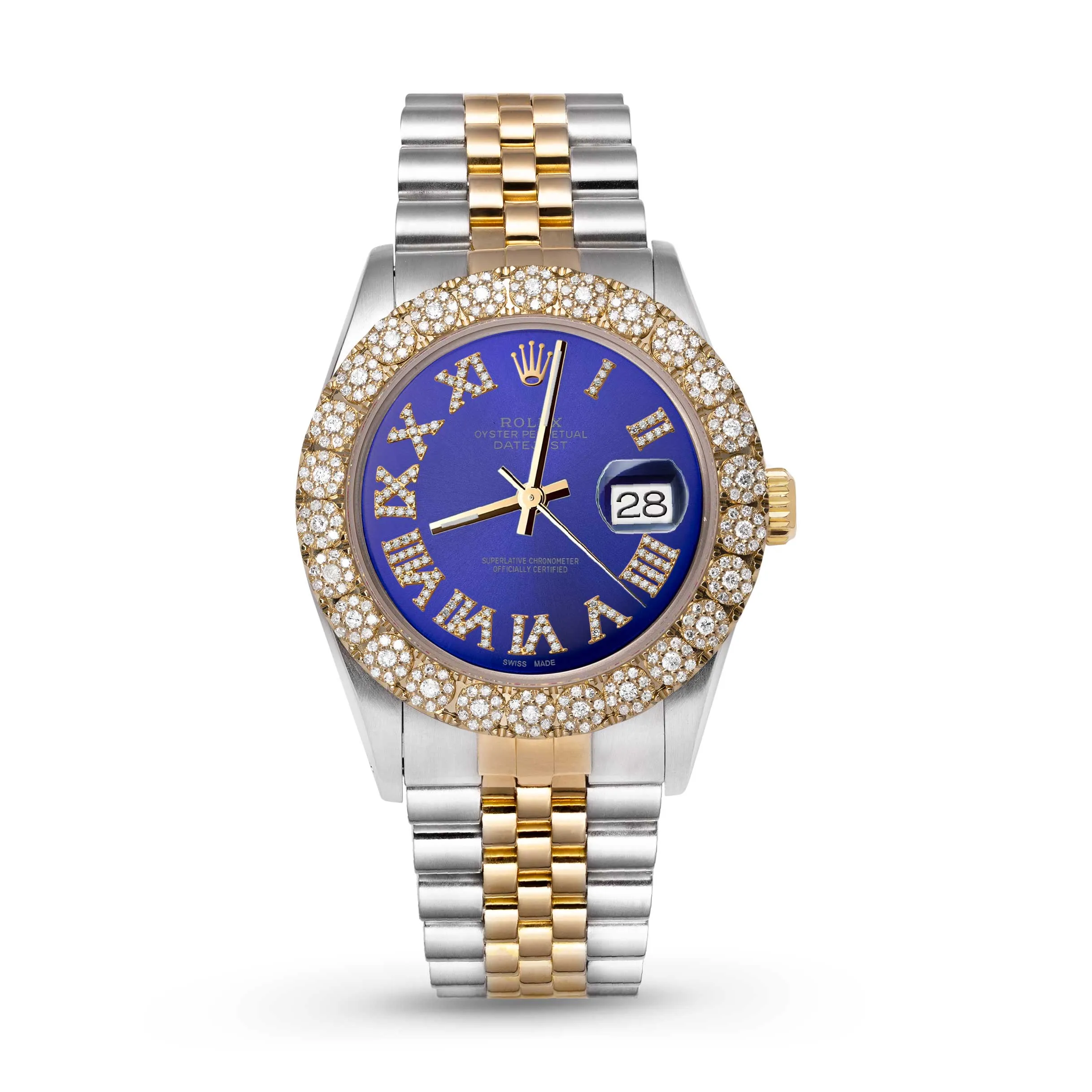 Rolex Datejust Diamond Bezel Watch 36mm Midnight Blue Roman Dial | 2.25ct