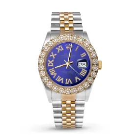 Rolex Datejust Diamond Bezel Watch 36mm Midnight Blue Roman Dial | 2.25ct