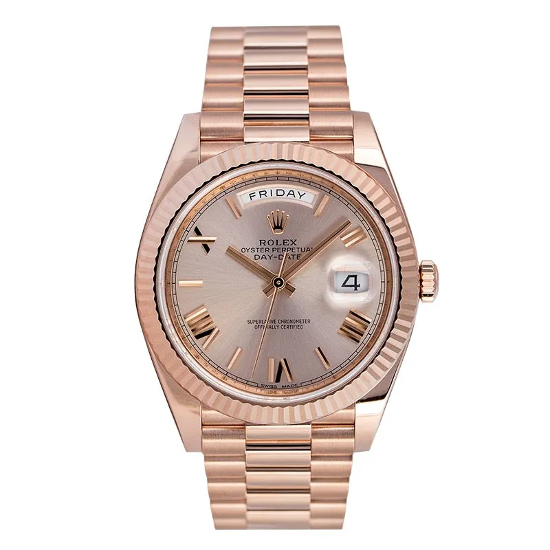 Rolex Day-Date 40 18ct Everose Gold Sundust/ Roman 228235