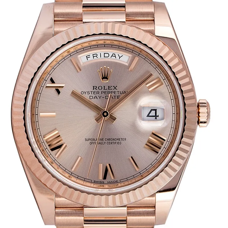 Rolex Day-Date 40 18ct Everose Gold Sundust/ Roman 228235