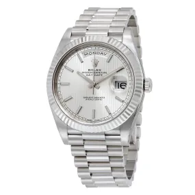 Rolex Day-Date 40 Silver Dial 18K White Gold President Automatic Men's Watch 228239SSP