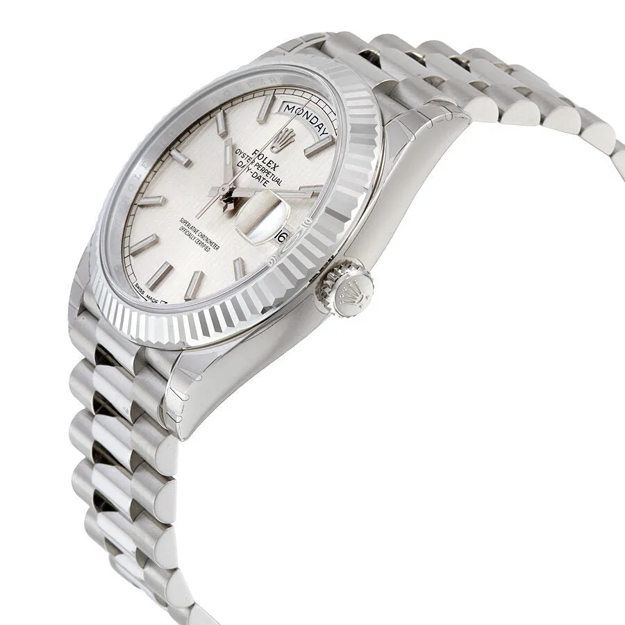 Rolex Day-Date 40 Silver Dial 18K White Gold President Automatic Men's Watch 228239SSP