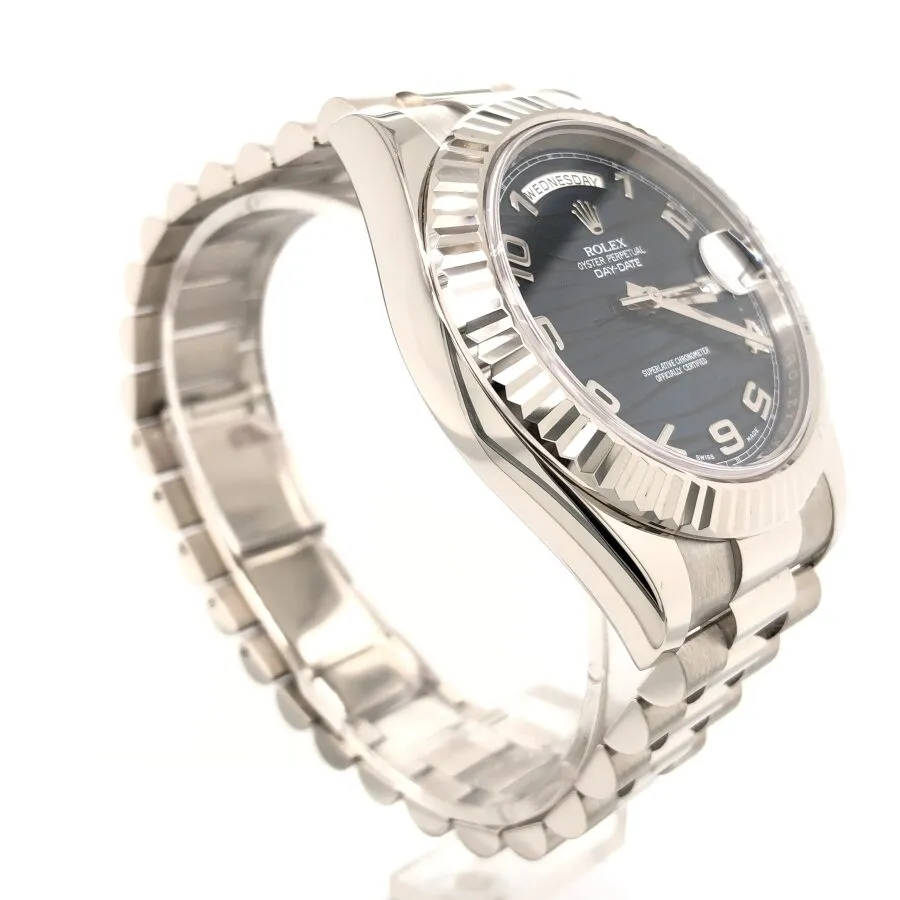 Rolex Day-Date II Blue Wave Dial 18K White Gold President Automatic Men's Watch 218239BLWAP