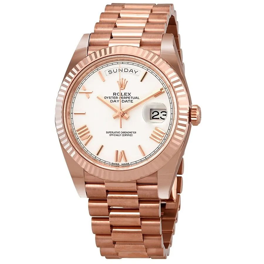Rolex Day- Date White Dial Automatic Men's 18kt Everose Gold President Watch 228235WRP