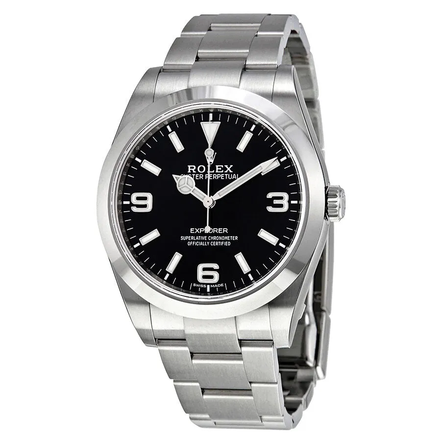 Rolex Explorer Black Dial Stainless Steel Oyster Bracelet Automatic Men's Watch 214270BKASO m214270-0003