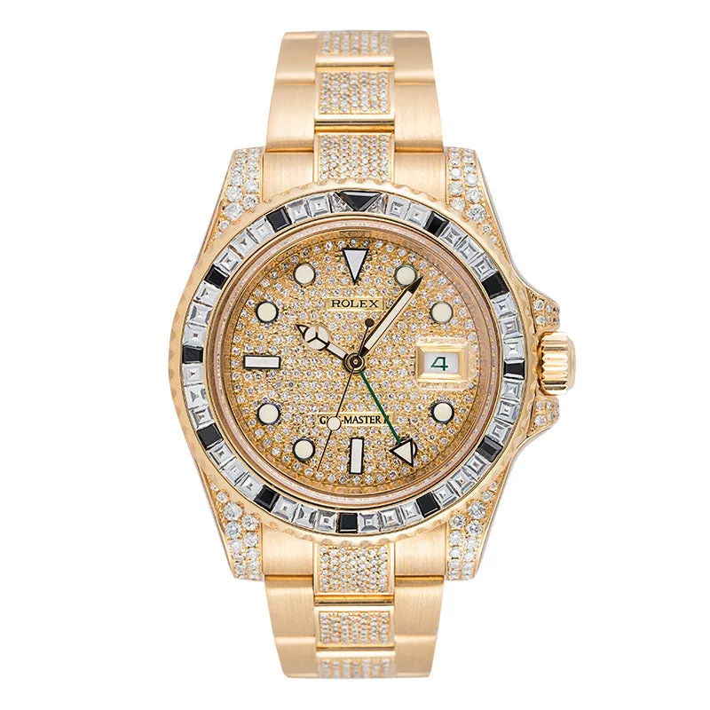 Rolex GMT-Master II 18ct Yellow Gold Diamond Set with Custom Dial and Custom Bezel 116718LN