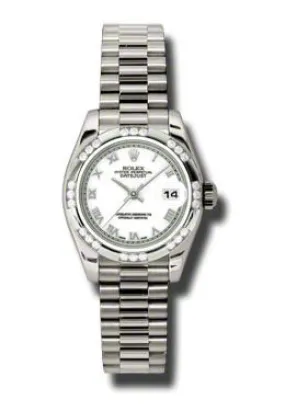 Rolex Lady-Datejust 26 White Dial 18K White Gold President Automatic Ladies Watch 179369WRP