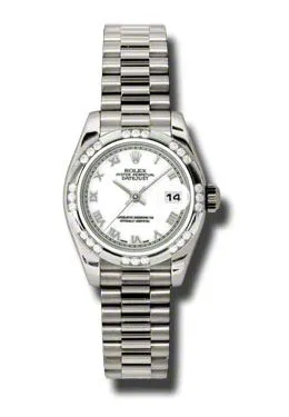 Rolex Lady-Datejust 26 White Dial 18K White Gold President Automatic Ladies Watch 179369WRP