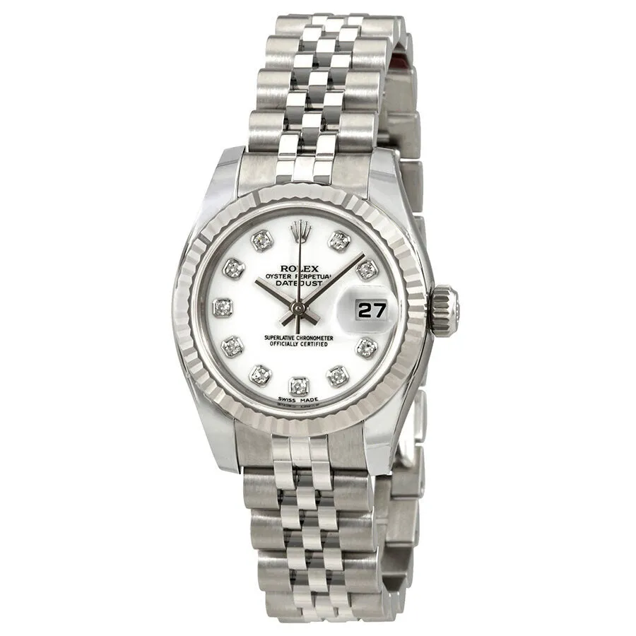 Rolex Lady Datejust 26 White With 10 Diamonds Dial Stainless Steel Jubilee Bracelet Automatic Watch 179174WDJ 179174-WDJ