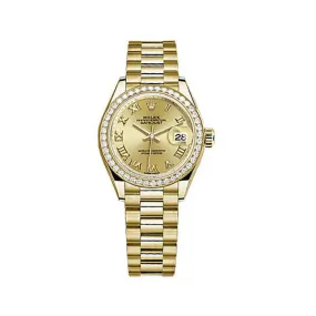Rolex Lady-Datejust Champagne Dial 18 Carat Yellow Gold President Watch 279138CRP