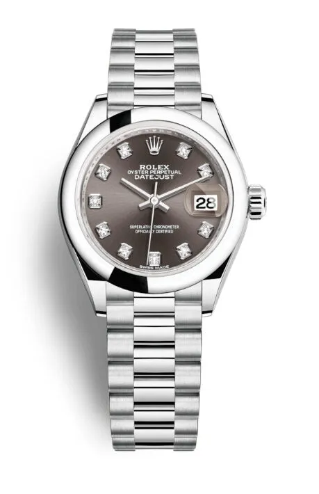 Rolex Lady-Datejust Grey Dial Automatic Platinum President Watch 279166GYDP